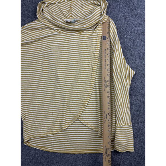 Anthropologie Saturday Sunday Sweater Womens S Yellow White Stripe Cowl Neck - Picture 4 of 5